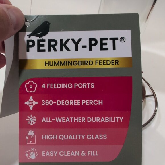 Perky-Pet Hummingbird 12 Oz. Copper/Glass  Nectar Feeder 4 Feeding Ports New - Picture 2 of 6